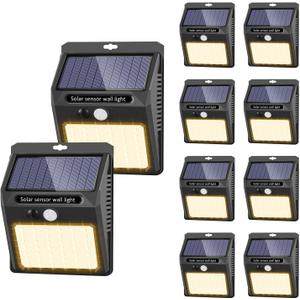 Solar Lights Outdoor,10 Pack Solar Motion Sensor Outdoor Lights With 3Lighting Modes