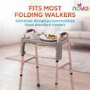 NOVA Folding Walker Tray Accessory Flip-Up Walker Tray with 2 Cup Holders for Food, Drinks & Personal Items No-Tool Installation Easy Up/Down Mobility Tray for Standard Walkers