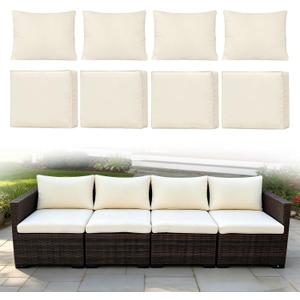 8 Piece Patio Cushion Covers Replacement, Beige