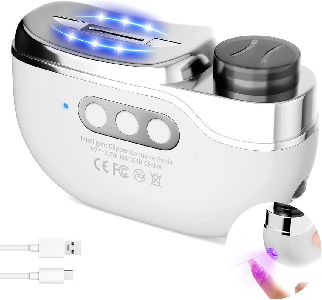 2026 New Electric Nail Clipper for Thick & Brittle Nails, 4-in-1 Rechargeable 3-Speed Nail Trimmer & Polisher with LED Light, Gel Nail Lamp & Storage, Ideal for Seniors, Adults & Kids, Fingers & Toes