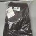 Women's Puff Short Sleeve Sweater V-Neck Button Knit Tops Crochet Soft Knitwear (Brown, L)