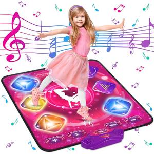 Dance Mat for Kids, Electronic Dance Pad with Wireless Bluetooth & LED Lights, Adjustable Volume, Built-in Music, 5 Game Modes, Xmas B-day Gifts for 3+ Years Old Girls Toys (Bluetooth Type-Purple)