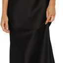 Summer Satin Spaghetti Strap Cowl Neck Backless Midi Dresses for Women Elegant Tie Low Back Ruched Cocktail Dress, M