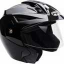 MMG Open Face Motorcycle Helmet, Scooter/Moped/Street, Shiny Black, X-Large