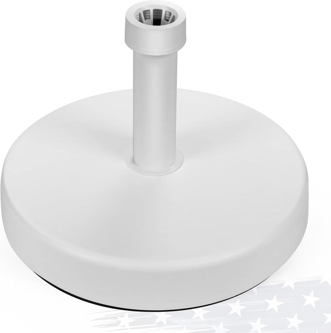 FRUITEAM 40lb Capacity Fillable Umbrella Base, Sand Filled Heavy Duty Patio Outdoor Umbrella Stand for Garden, Lawn, Deck, Poolside, White