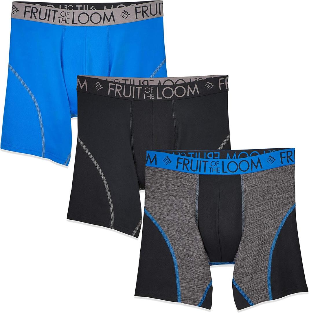 Fruit of the Loom Men's Men's Breathable Boxer Briefs, Moisture Wicking Underwear, Assorted Color Multipacks, XL