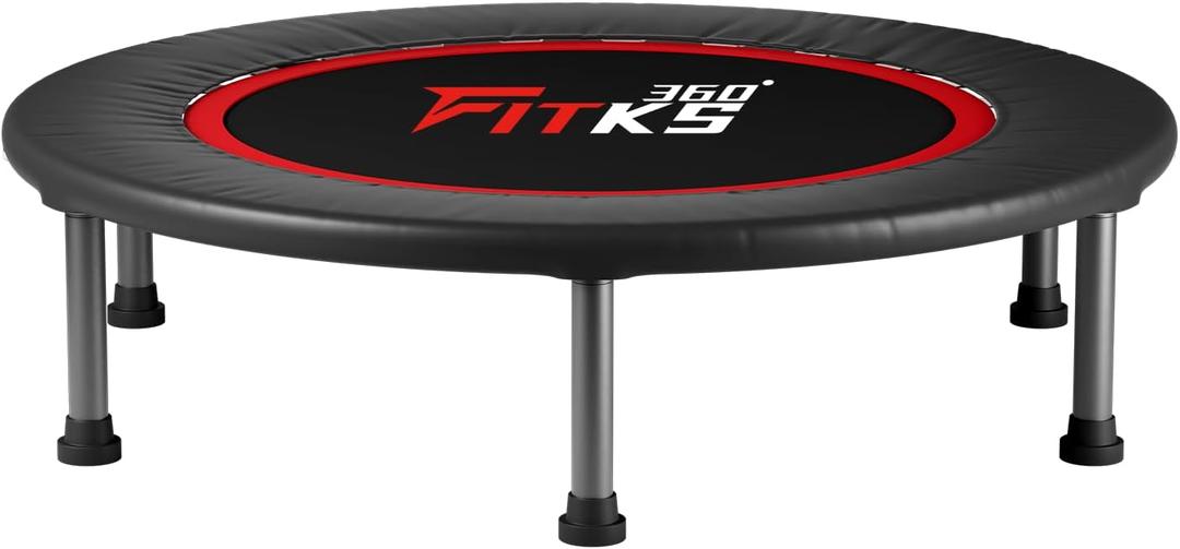 40'' Foldable Fitness Trampoline Indoor & Outdoor Rebounder with Safety Pad, Includes Interactive Fitness Game for Body & Mind, Supports Up to 400lbs