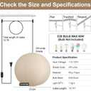 23.6in Paper Lanterns Plug in Hanging Lamp Off-White 19.7FT Cord