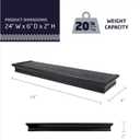 HIGH & MIGHTY 515611 Decorative 24" Floating Shelf Holds up to 20lbs, Easy Tool-Free Dry Wall Installation, Beveled, Retail Packaging, Black