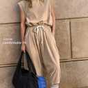 Women's Athletic One Piece Jumpsuit,Sleeveless Open Back Yoga Romper with Pockets,Jogger Tracksuit for Gym,Running (XS)