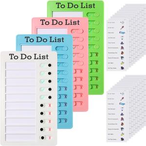 Aleric 4 Pcs Chores Chart for Kids, Daily Routine Chore Chart for Kids, Visual Schedule for Kids Chore Charts, Chore Board, RV Checklist, Sliding Planning Board to Do List ADHD Tools for Multiple Kids