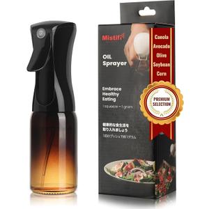 Mistifi Premium Oil Sprayer  Dark Glass Bottle for Cooking, Air Fryer & Salad  Fine Mist, Easy Press  Abyss/Olive Brown