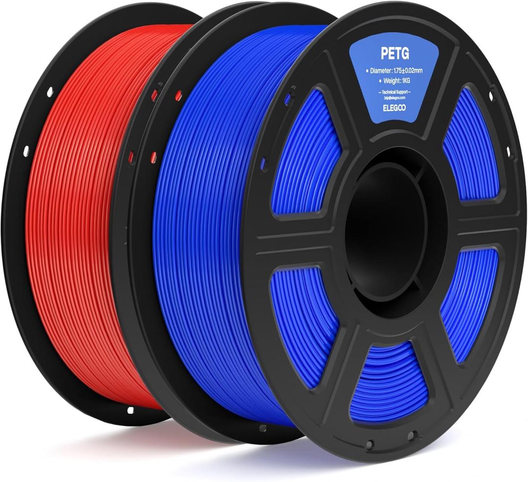 ELEGOO PETG Filament 1.75mm Red & Blue 2KG, 3D Printer Filament Dimensional Accuracy +/- 0.02 mm, 2pcs 1kg Spool(2.2lbs) Fits for Most FDM 3D Printers