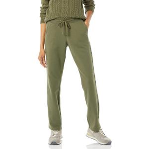 Amazon Essentials Women's Straight Leg Sweatpants with Drawstring for Women, Fleece - (Large, Olive)