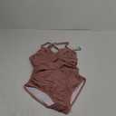 B2prity Women's One Piece Swimsuits Tummy Control Front Cross Bathing Suits Tie Back Slimming V Neck Swimwear (Cameo Brown) S