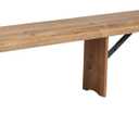 Flash Furniture Hercules Series 8' x 12' Commercial Grade Rustic Solid Pine Folding Bench, Antique Farmhouse 3 Leg Dining Bench, Seats up to 4 Adults