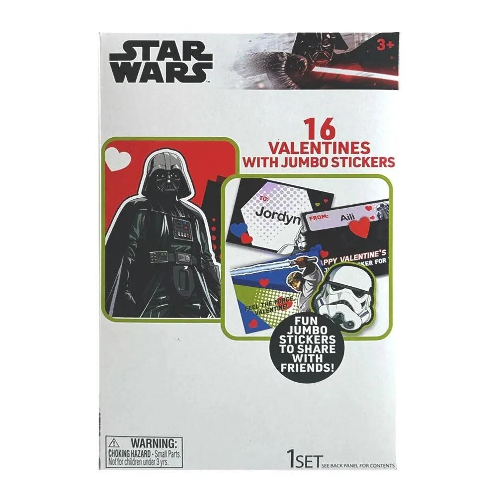 Star Wars 16 Valentines with Jumbo Stickers, 2 Pack