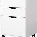 QDSSDECO 3 Drawer Mobile File Cabinet, Rolling Vertical Filing Cabinet fits A4, Legal Paper and Letter Paper for Home Office, White (26"x18.3"x15.6")