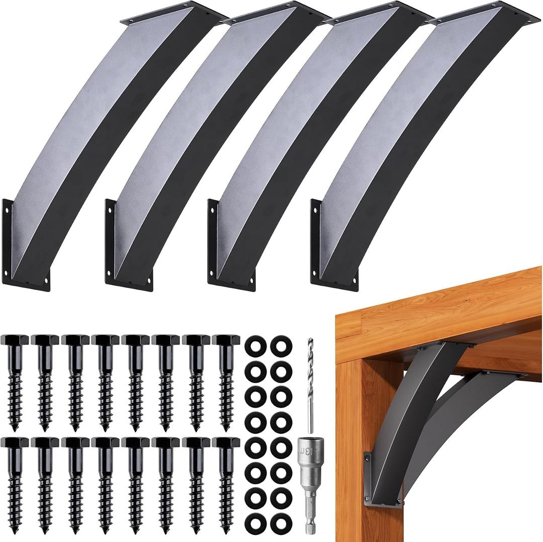 Heavy Duty 45 Degree Angle Support Bracket 4"4" (Actual: 3.2"3.2") Wood Beam Support Hardware Degree Post Bracket for Gazebos Pagola Porches 4Pcs