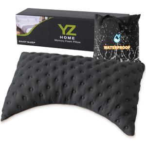 Side Sleeper Pillow Compressible Memory Foam for Quick Trips Camping Pillow for Neck and Shoulder Pain, Machine Washable Breathable for Hiking Home Airplane and Car (Black, King)