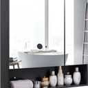 ALIMORDEN Medicine Cabinet with Mirror and Shelves, Bathroom Wall Cabinet with Jewelry Organizer, Vanity, Recessed or Surface Mount, 30.4" L x 29.5" H, Black