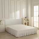 Bed Skirt Twin Size Ruffled Bed Skirt with Split Corners, Ivory Bed Skirts 18 Inch Drop, Bed Skirting with Platform, 18'' Twin