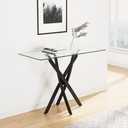 Tempered Glass Console Table with Metal Legs, Modern Narrow Sofa Table for Hallway Entryway (Black, 39"x18"x30")