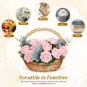 POPETPOP Wicker Picnic Basket with Handle, Empty Organiser to Fill Picnic Hamper Wedding Flower Girl Baskets for Garden, 8.66x7.07x7.87 Inches