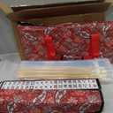 American Mahjong Game Set, 166 White Tiles, 4 All-in-One Color Rack/Pushers, Complete Mahjong Tile Set Red Printed Carrying Bag, 21 inches x 10 inches x 4 inches