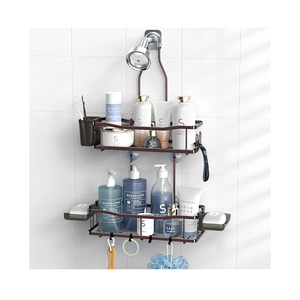 Hanging Shower Caddy Bathroom Organizer: Rustproof Shower Shelf Racks Over Shower Head - No Drilling Inside Bath Shower Rack Shelves Over Showerhead for Shampoo with Soap Holder Bronze