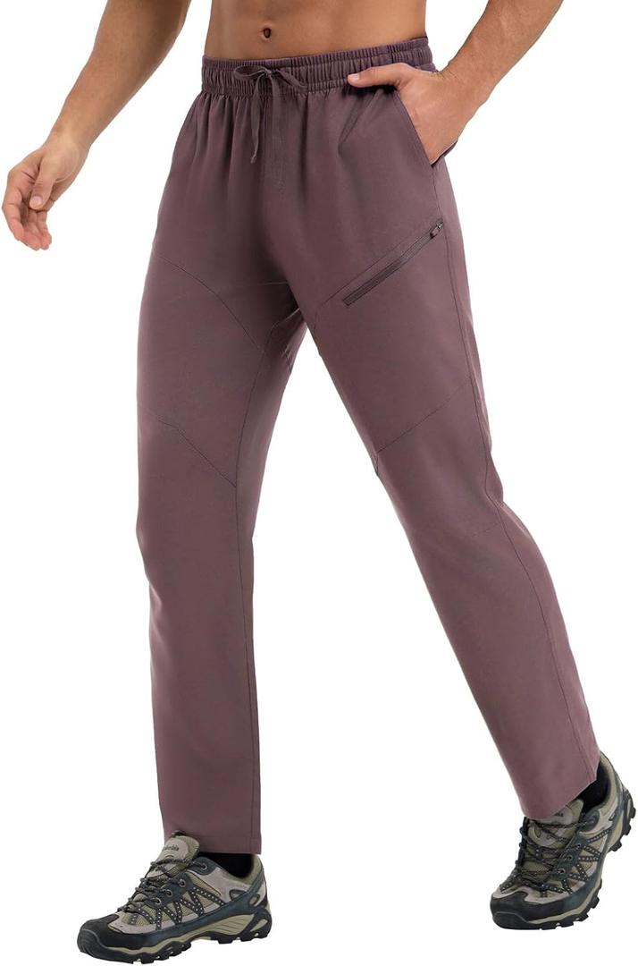 baleaf Men's Hiking Pants Ripstop Lightweight Cargo Waterproof Travel Pants Quick Dry with Zip Pockets UPF 50+ Work (L)