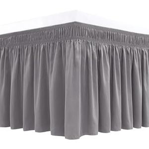 Biscaynebay Wrap Around Bed Skirts for King & Cal King Beds 16" Drop, Silver Grey Adjustable Elastic Dust Ruffles Easy Fit Wrinkle & Fade Resistant Silky Luxurious Fabric Solid Machine Washable