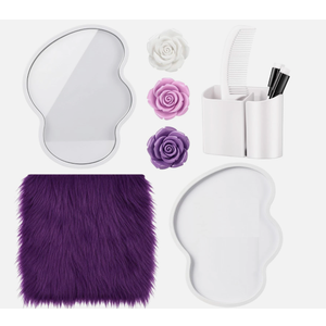 Sabary 10 Pcs Locker Accessories Kit Locker Decorations Supplies Including Magnetic Whiteboard Mirror Organizer Markers Rug Cute Flower Magnets and Comb for Office Back to School Essentials(Purple)