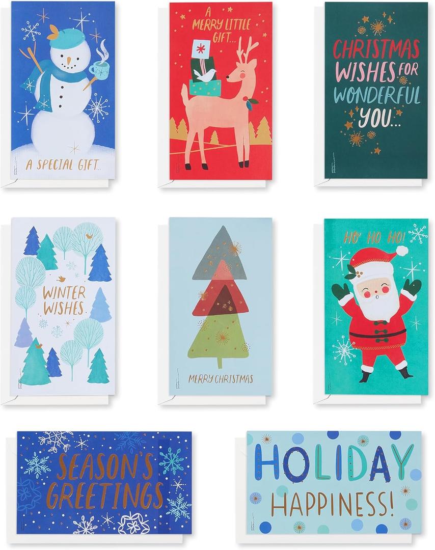 American Greetings Christmas Cards with Envelopes, Money Gift Card Holder, Holiday Bundle - Designed by Kathy Davis (16-Count)