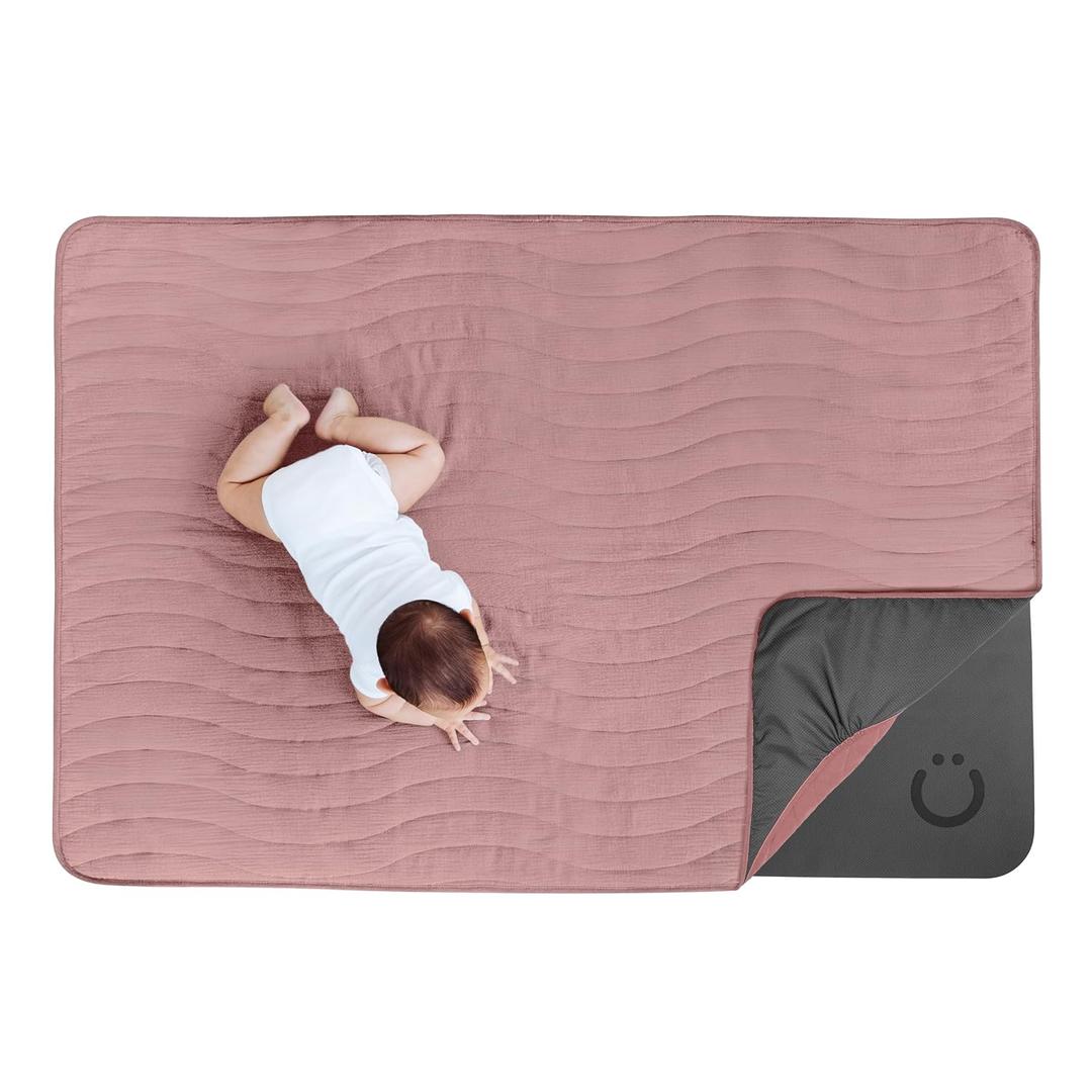 Ubbi Baby Tummy Time Floor Mat, Machine Washable, Fig Blossom
Thick Padded Foam Play Mat for Infants & Toddlers, 40.5 x 56.5 Infant Activity Mat, Detachable Cotton Muslin Cover, Foldable