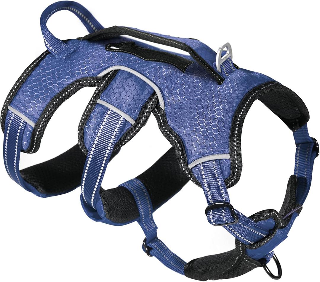 Tuff Pupper Escape Proof No Escape Dog Harness | 5 Point Adjustable Fit Harness for Dogs | Padded Dog Harnesses | Handle Dog Lift Harnesses (Small, Midnight Blue)