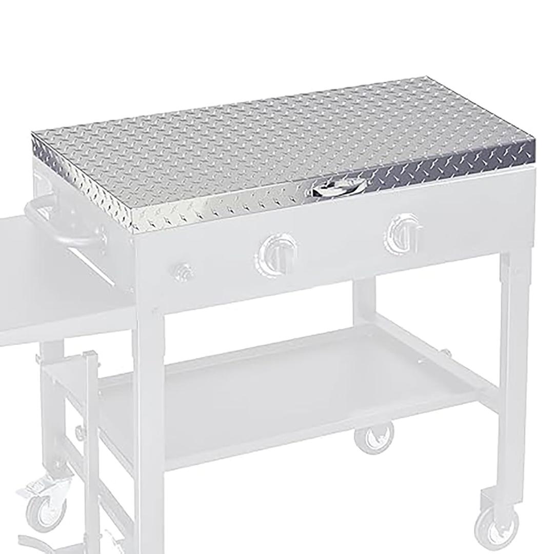 Flybold Blackstone Griddle Cover 36 inch - Waterproof Diamond Plated Design - Aluminum Hard Top Lid - Stainless Steel Handle - Fits Blackstone 36" Grill - Ideal for BBQ, Camping Griddle Accessories (Silver)