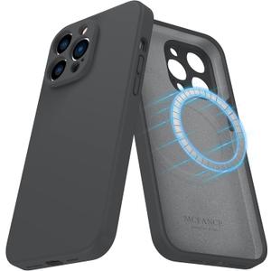 MCFANCE Silicone Magnetic for iPhone 14 Pro Case, Compatible with MagSafe, Full Camera Protection Soft Anti-Scratch Microfiber Lining for iPhone 14 Pro 6.1 inch 2022, Dark Gray