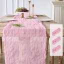 3 Pack Pink Cheesecloth Table Runners, 120 Inch 10Ft Blush Pink Gauze Table Runner for Wedding Birthday Party Baby Shower Decorations