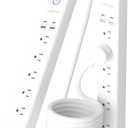 Power Strip Surge Protector with USB C Ports, AUOPLUS 6 Outlet and 4 USB Charger, 10FT Long Extension Cord Flat Plug(1250W/10A/2100J), Wall Mountable Overload Protection for Home Office Dorm