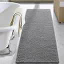 LOCHAS Luxury Bathroom Rug Shaggy Bath Mat 24 x 70 Inch, Washable Non Slip Bath Rugs for Bathroom Shower, Soft Plush Chenille Absorbent Carpets Mats, Gray