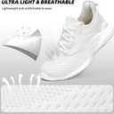ATHMILE Womens Walking Shoes Lightweight Men Tennis Shoes Slip On Memory Foam Casual Sneakers for Gym Travel Work Outdoor Road (12.5 Women/11 Men, White)