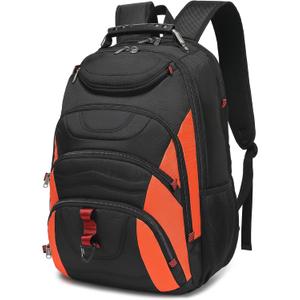 Boavan Laptop Backpack for men, 17.3 inch Laptop Bag with USB Port, Waterproof Travel Work Backpack Purse, Anti-Theft Teacher Nurse Doctor Casual Bookbags Office Business backpack， Black&Orange