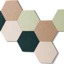 LAJAR 8 Pcs Self Adhesive Felt Bulletin Board Tiles (Large), Hexagon Color Felt Pin Board Wall Tiles for Photos, Pictures, Memos (Green Large)