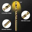 Drill Bit Set, 5pcs (3/8") M35 HSS Twist Cobalt Drill Bits for Stainless Steel, Hardened Steel, Cast Iron, Plastic and Wood,AM07G