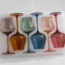 Physkoa Colored Burgendy Wine Glasses Set 6-18oz HandBlown Colorful Wine Glass With Long Stem,Multi Color Mothers Day Wine Glasses Gift for Women Mom