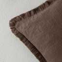 MIULEE Decorative Throw Pillow Covers Neutral Linen Fringe Throw Pillows Set of 2 Reddish Brown Boho Farmhouse Cushion Covers for Couch Sofa Bed Living Room Fall Home Decor 16x16 Inch