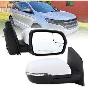 Lqito Right Passenger Side Mirror Compatible With 2015-2024 Ford Edge With Manual Folding Power Glass Heated Turn Signal Puddle Light Mirror Memory White Replace#JT4Z-17682-DB(11Pins)
