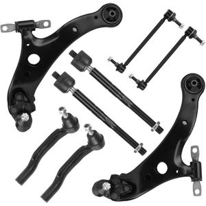 Front Lower Control Arms w/Ball Joint Sway Bars Tie Rods Suspension Kit for 2004-2010 Toyota Sienna (8pc Set)