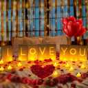 Valentine's Day Decorations, Special Night Romantic Decorations - I Love You Light Up Letters Luminary Bags with Bright Flameless Tea Candles and Fake Rose Petals, Happy Anniversary